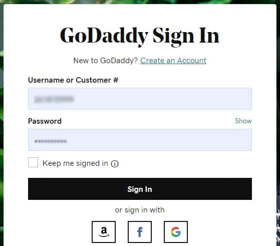 godaddy sign in