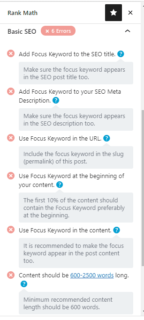 Rank Math SEO Plugin Basic Tab